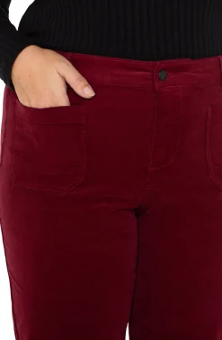 Liverpool Los Angeles Pants-CORDUROY CROP WIDE LEG Ruby