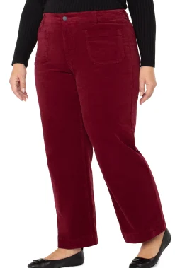 Liverpool Los Angeles Pants-CORDUROY CROP WIDE LEG Ruby