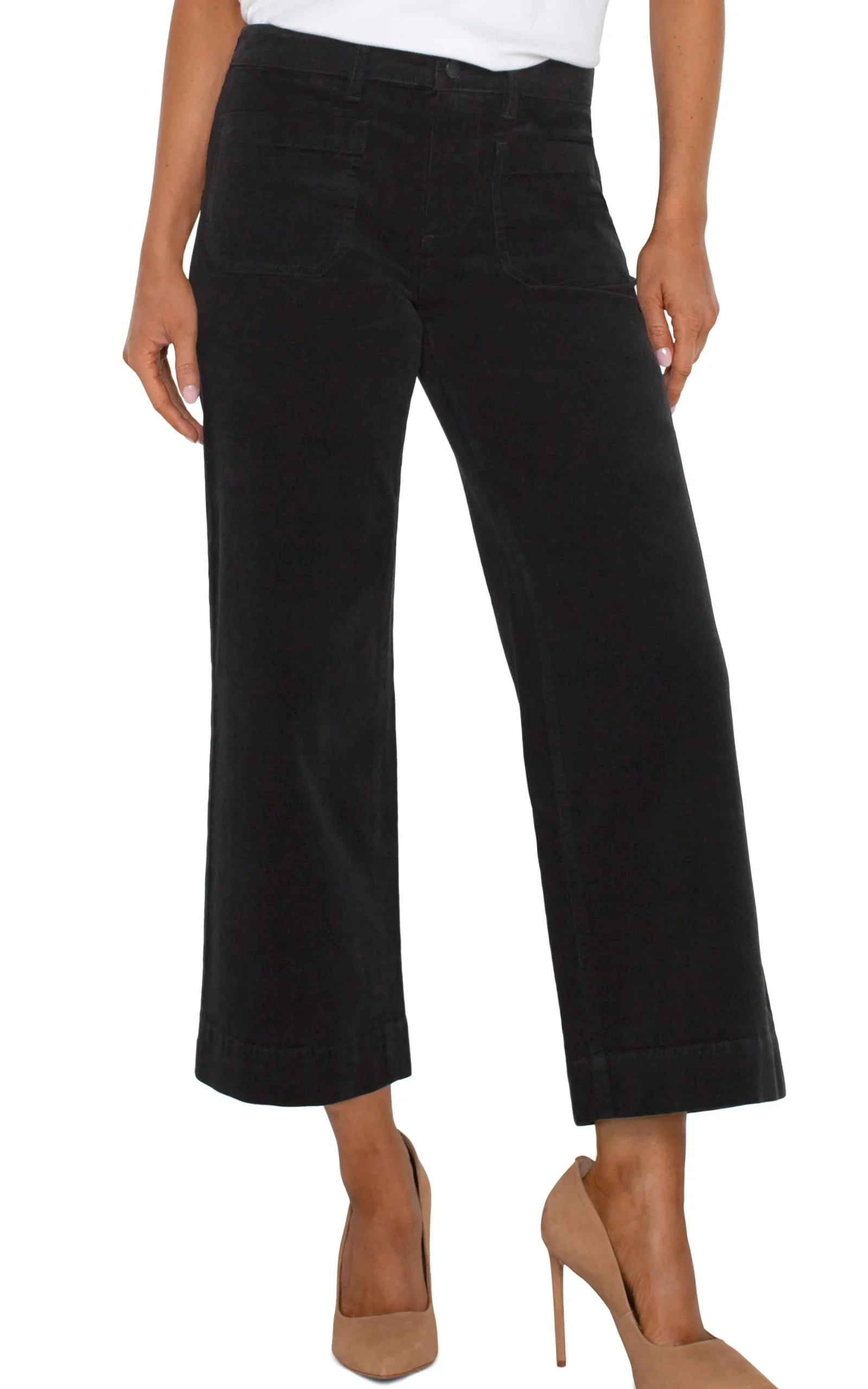Liverpool Los Angeles Crops|Wide-Leg-CORDUROY CROP WIDE LEG Black
