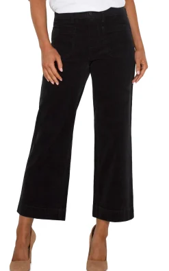 Liverpool Los Angeles Crops|Wide-Leg-CORDUROY CROP WIDE LEG Black