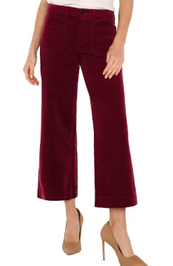 Liverpool Los Angeles Crops|Wide-Leg-CORDUROY CROP WIDE LEG Ruby