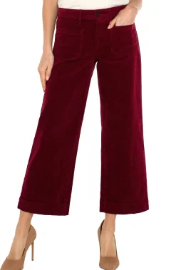 Liverpool Los Angeles Crops|Wide-Leg-CORDUROY CROP WIDE LEG Ruby