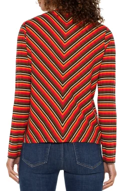 Liverpool Los Angeles Tees-CREW NECK LONG SLEEVE KNIT TOP Burntorangemultistripe