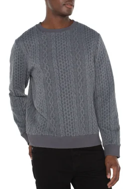 Liverpool Los Angeles Sweaters|Shirts-CREW NECK PULLOVER Charcoalgrey