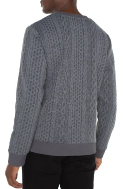 Liverpool Los Angeles Sweaters|Shirts-CREW NECK PULLOVER Charcoalgrey