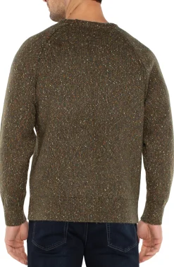Liverpool Los Angeles Sweaters-CREW NECK RAGLAN SWEATER Olivemulti