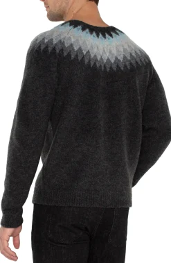 Liverpool Los Angeles Sweaters-CREW NECK RAGLAN SWEATER Charcaolgreymulti