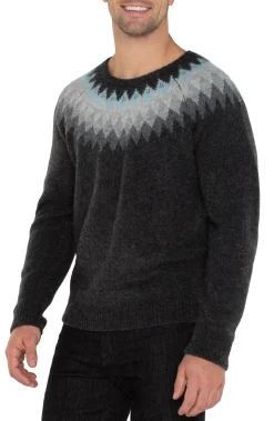 Liverpool Los Angeles Sweaters-CREW NECK RAGLAN SWEATER Charcaolgreymulti