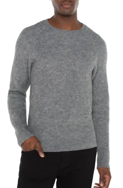 Liverpool Los Angeles Sweaters-CREW NECK RAGLAN SWEATER Mediumheathergrey