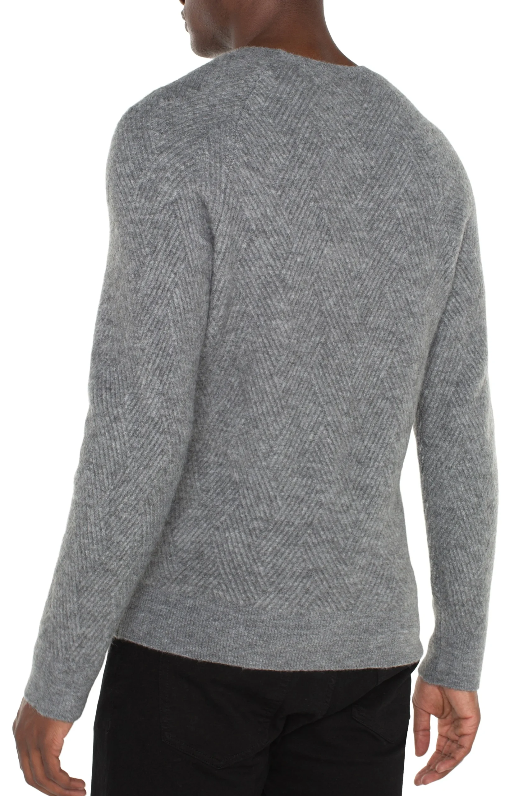 Liverpool Los Angeles Sweaters-CREW NECK RAGLAN SWEATER Mediumheathergrey