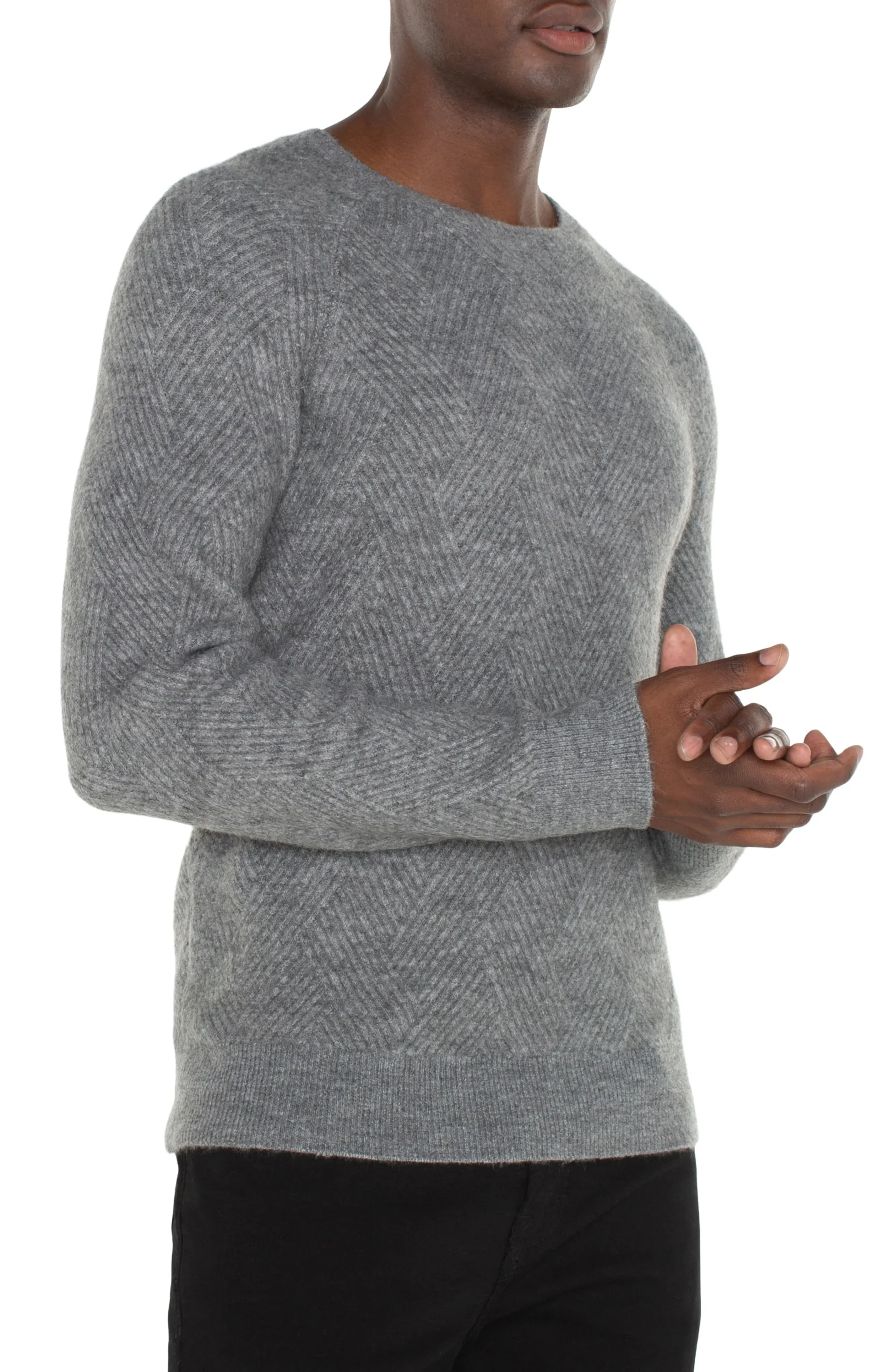 Liverpool Los Angeles Sweaters-CREW NECK RAGLAN SWEATER Mediumheathergrey