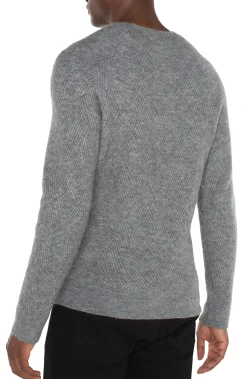 Liverpool Los Angeles Sweaters-CREW NECK RAGLAN SWEATER Mediumheathergrey
