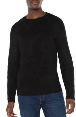 Liverpool Los Angeles Sweaters-CREW NECK RAGLAN SWEATER Black