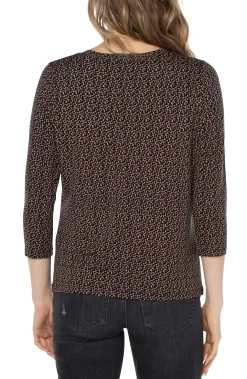 Liverpool Los Angeles Tees-CREW NECK TOP WITH PLEATED FRONT Micropebbleprint