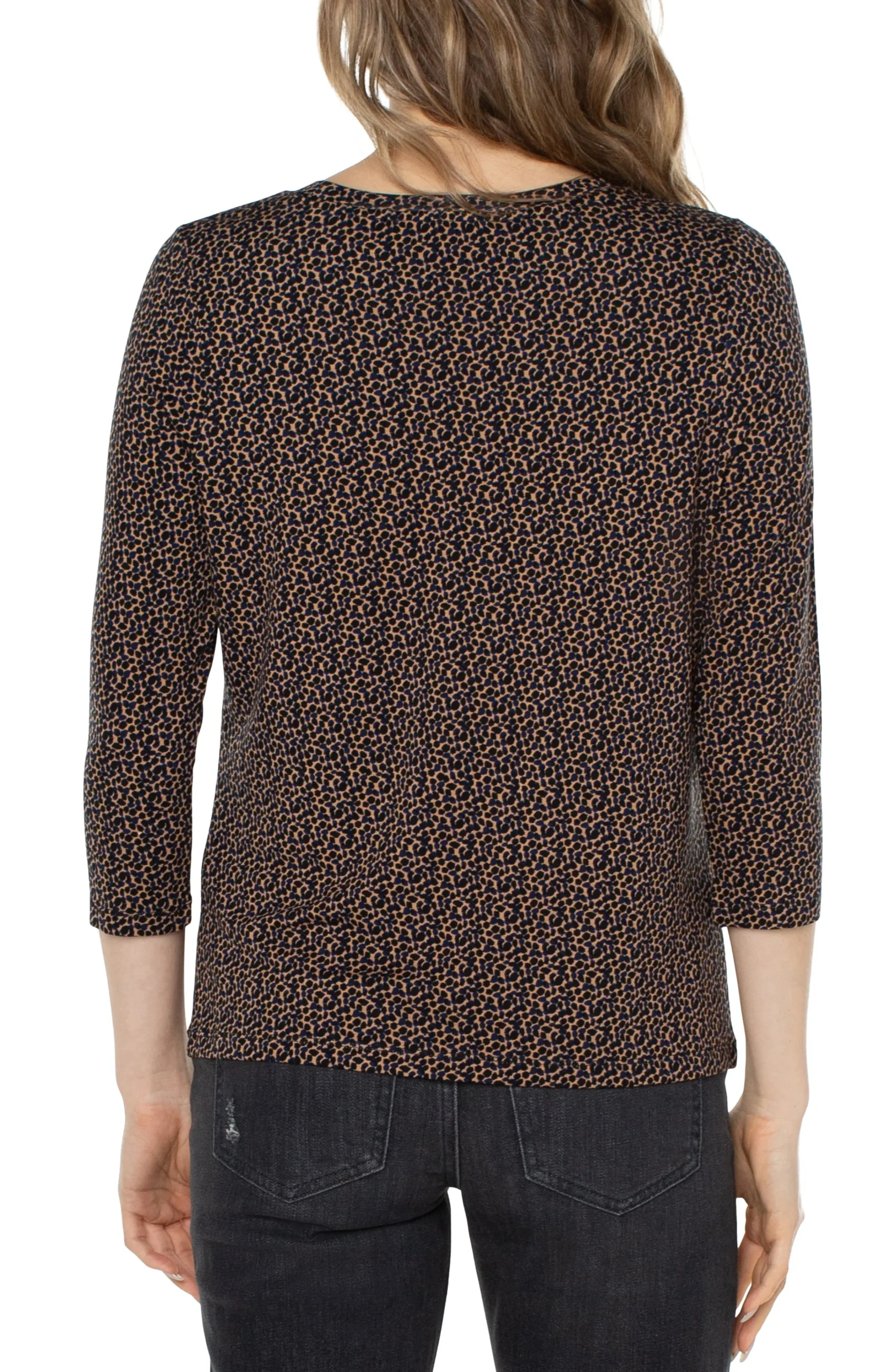 Liverpool Los Angeles Tees-CREW NECK TOP WITH PLEATED FRONT Micropebbleprint