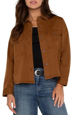 Liverpool Los Angeles Jackets-CROPPED SHIRT JACKET Jasperbrown