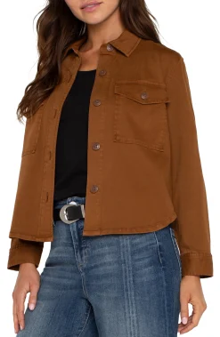 Liverpool Los Angeles Jackets-CROPPED SHIRT JACKET Jasperbrown