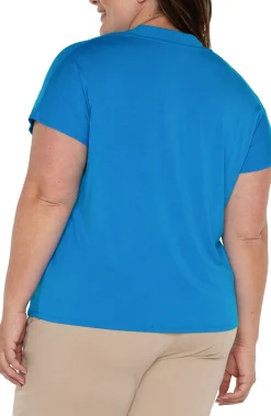 Liverpool Los Angeles Tops-DOLMAN SLEEVE KNIT TOP WITH SHAWL COLLAR Divablue