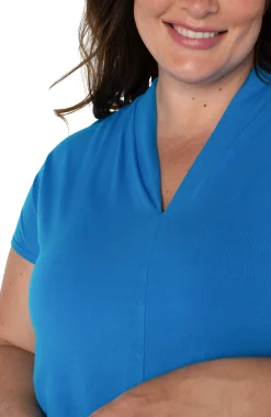 Liverpool Los Angeles Tops-DOLMAN SLEEVE KNIT TOP WITH SHAWL COLLAR Divablue