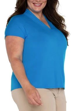 Liverpool Los Angeles Tops-DOLMAN SLEEVE KNIT TOP WITH SHAWL COLLAR Divablue