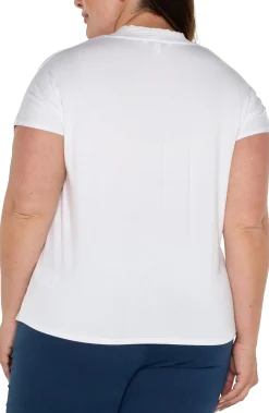Liverpool Los Angeles Tops-DOLMAN SLEEVE KNIT TOP WITH SHAWL COLLAR White