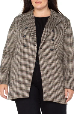 Liverpool Los Angeles Jackets-DOUBLE BREASTED LONGLINE BLAZER Blacktanhoundstooth