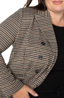 Liverpool Los Angeles Jackets-DOUBLE BREASTED LONGLINE BLAZER Blacktanhoundstooth