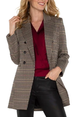 Liverpool Los Angeles Jackets-DOUBLE BREASTED LONGLINE BLAZER Blacktanhoundstooth