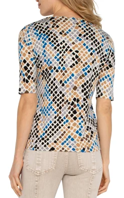 Liverpool Los Angeles Tees|Tops-DOUBLE LAYER V-NECK RIB KNIT TOP Lapissnakemulti