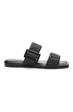 Liverpool Los Angeles Sandals-DOWNTOWN LOGO STITCH SANDAL Black