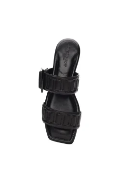 Liverpool Los Angeles Sandals-DOWNTOWN LOGO STITCH SANDAL Black