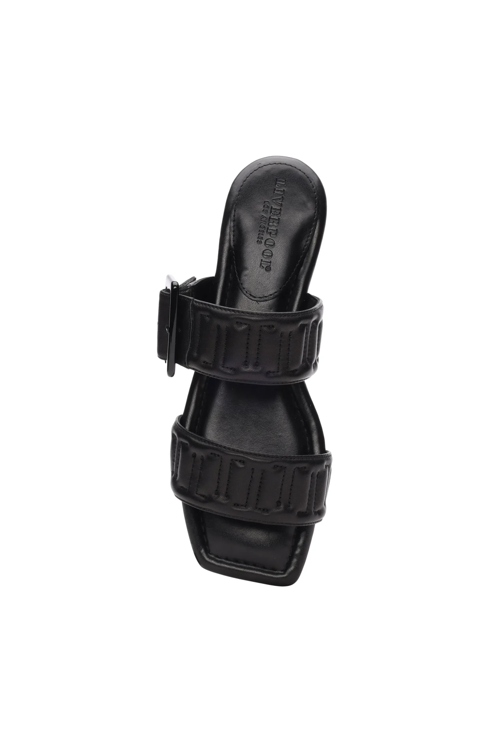 Liverpool Los Angeles Sandals-DOWNTOWN LOGO STITCH SANDAL Black