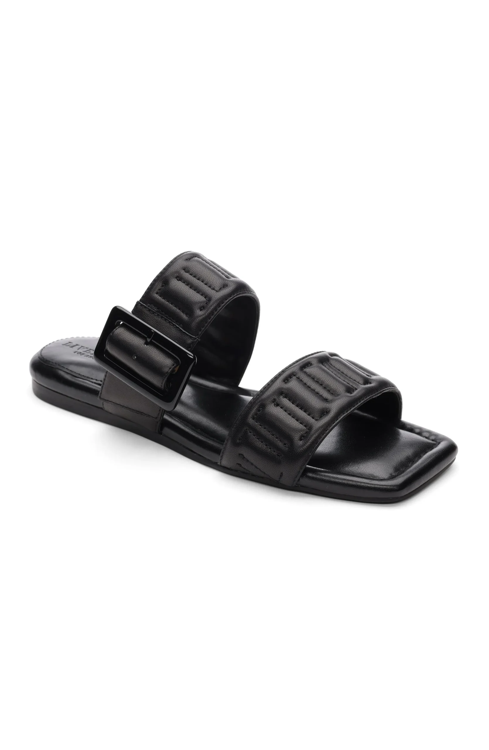 Liverpool Los Angeles Sandals-DOWNTOWN LOGO STITCH SANDAL Black