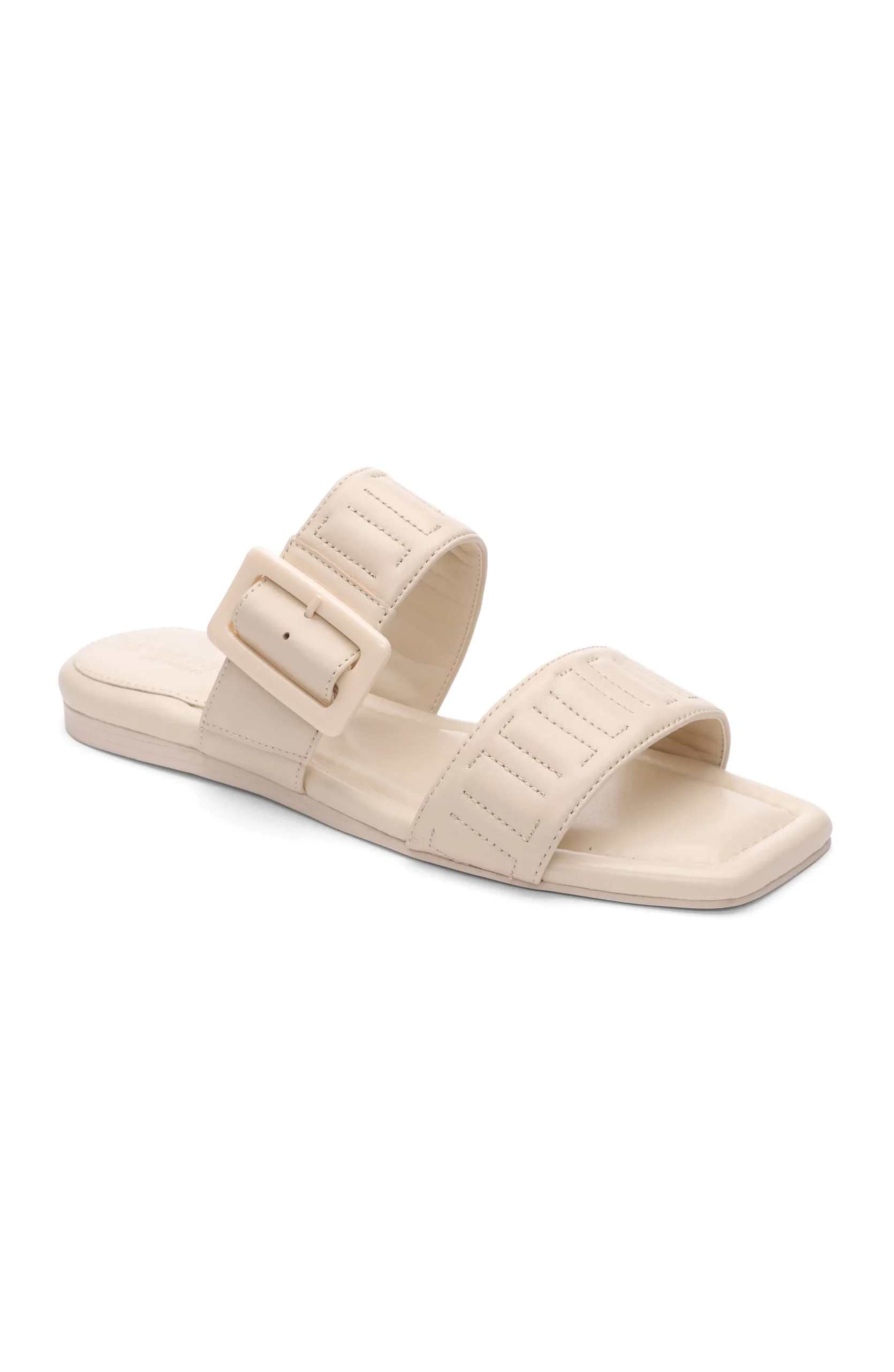 Liverpool Los Angeles Sandals-DOWNTOWN LOGO STITCH SANDAL Ecru