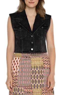 Liverpool Los Angeles Jackets|Jackets-ECO NOTCH COLLAR CROP VEST Rawlins