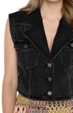 Liverpool Los Angeles Jackets|Jackets-ECO NOTCH COLLAR CROP VEST Rawlins