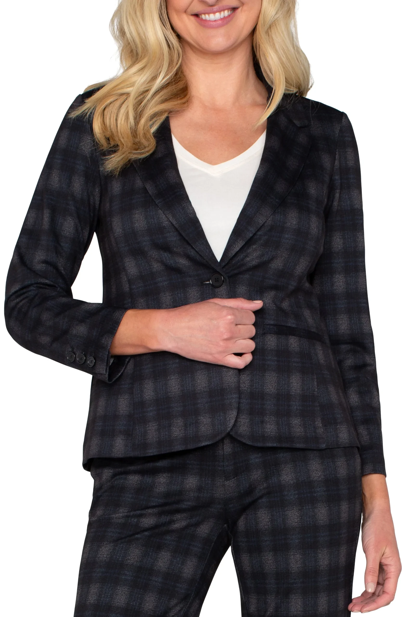 Liverpool Los Angeles Jackets-FITTED BLAZER Charcoalgreyblackberry