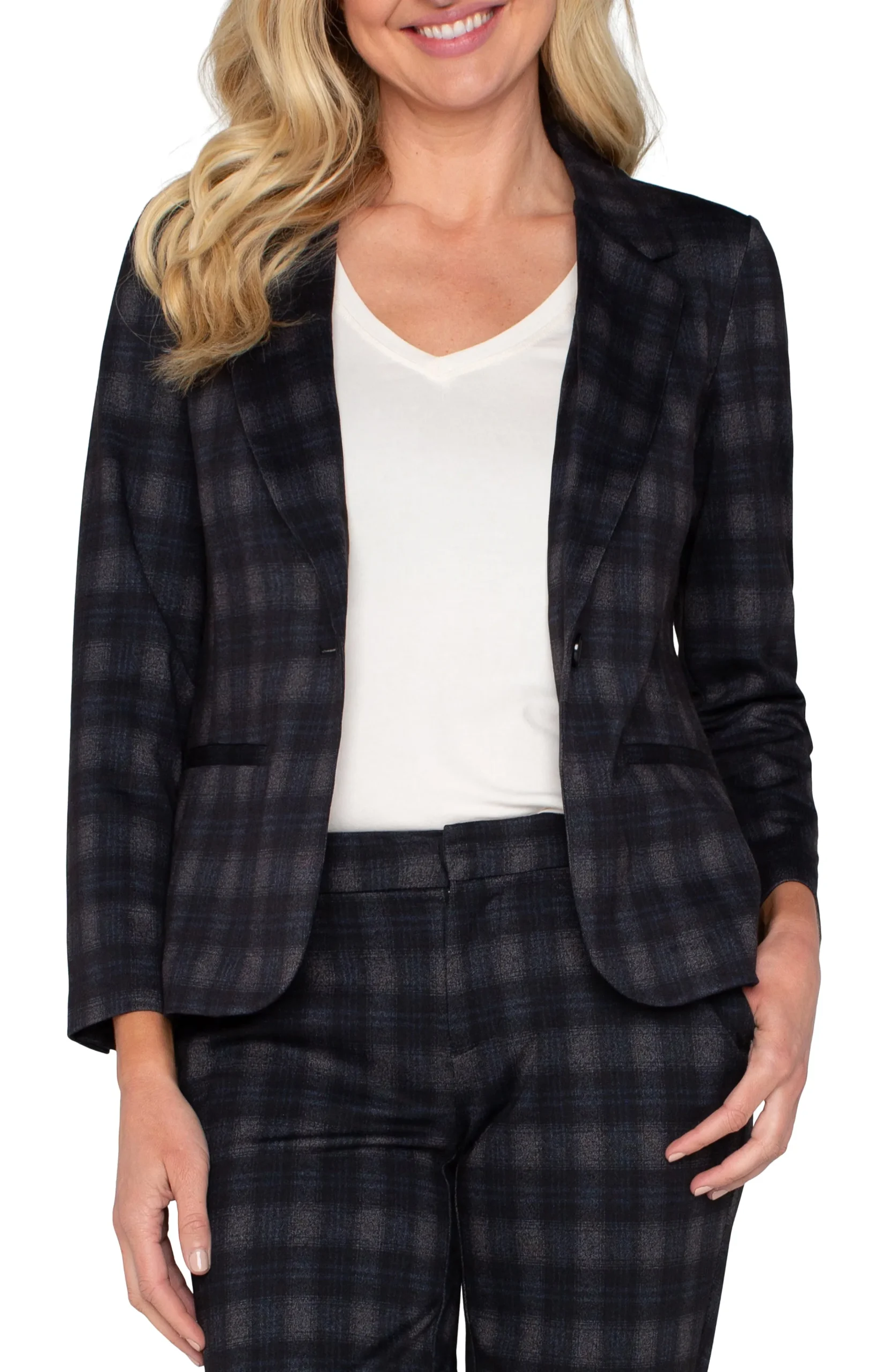 Liverpool Los Angeles Jackets-FITTED BLAZER Charcoalgreyblackberry