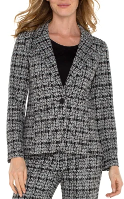 Liverpool Los Angeles Jackets-FITTED BLAZER Blackgreyplaid