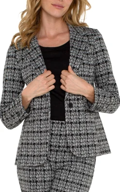 Liverpool Los Angeles Jackets-FITTED BLAZER Blackgreyplaid
