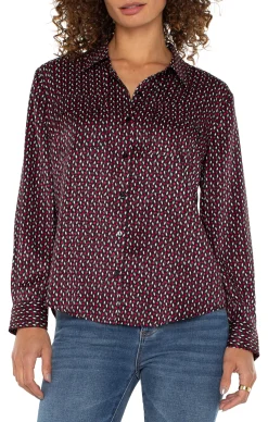 Liverpool Los Angeles Tops-FLAP POCKET BUTTON UP WOVEN BLOUSE Starrubydot
