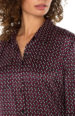 Liverpool Los Angeles Tops-FLAP POCKET BUTTON UP WOVEN BLOUSE Starrubydot
