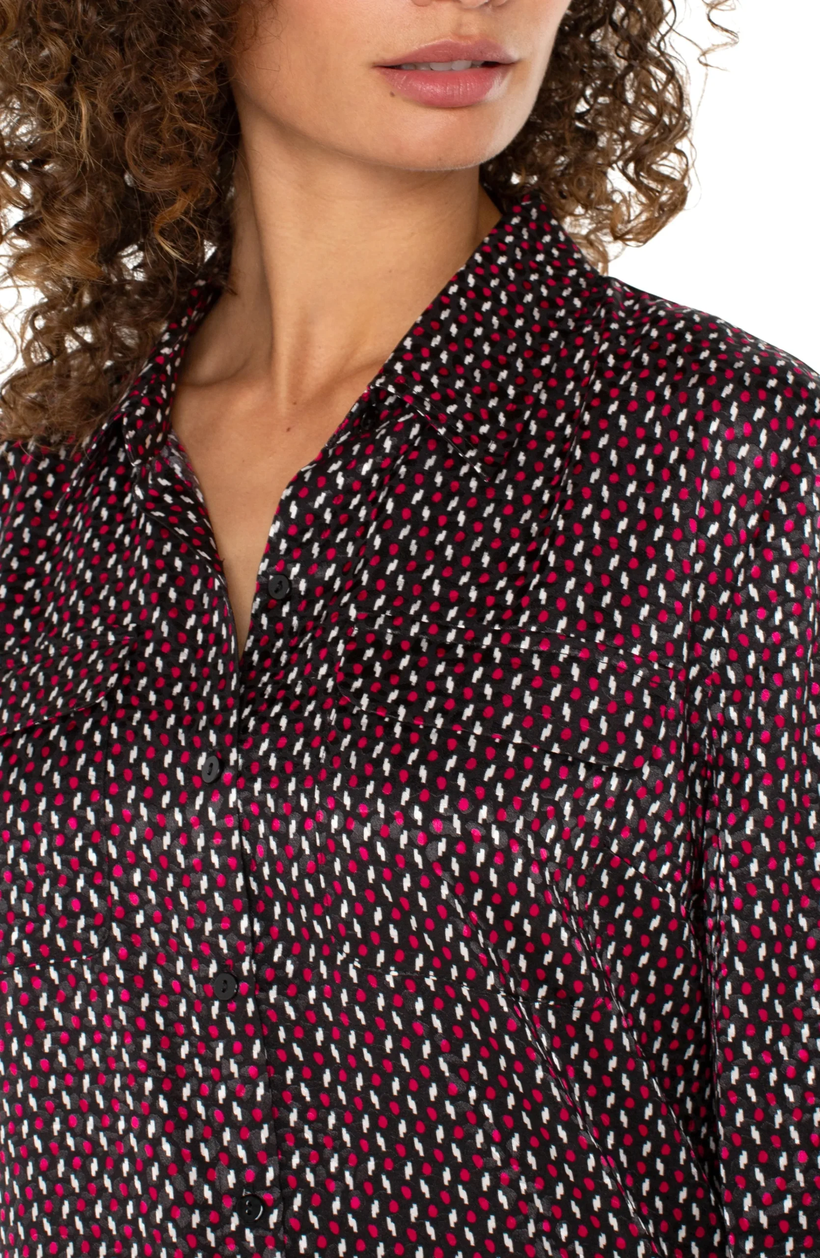 Liverpool Los Angeles Tops-FLAP POCKET BUTTON UP WOVEN BLOUSE Starrubydot