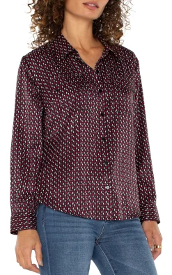Liverpool Los Angeles Tops-FLAP POCKET BUTTON UP WOVEN BLOUSE Starrubydot