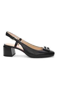 Liverpool Los Angeles Flats-GETTY SLINGBACK WITH LOGO MEDALLION Black