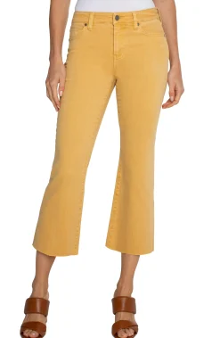 Liverpool Los Angeles Jeans|Bootcut & Flares-HANNAH CROP FLARE WITH CUT HEM Flaxengold