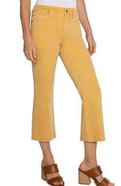 Liverpool Los Angeles Jeans|Bootcut & Flares-HANNAH CROP FLARE WITH CUT HEM Flaxengold