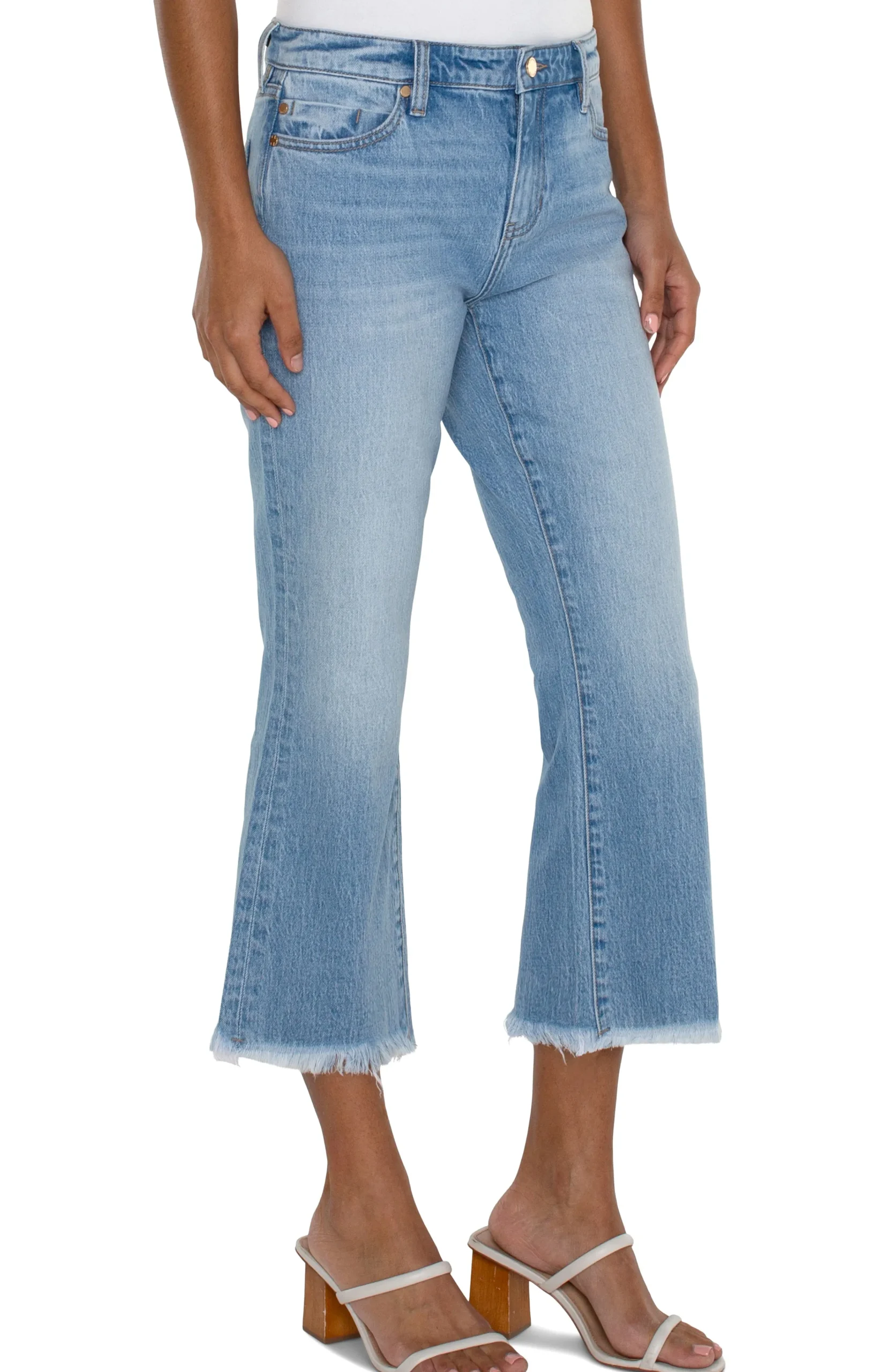 Liverpool Los Angeles Jeans|Crops-HANNAH CROP FLARE WITH FRAY HEM - ECO Fawnskin