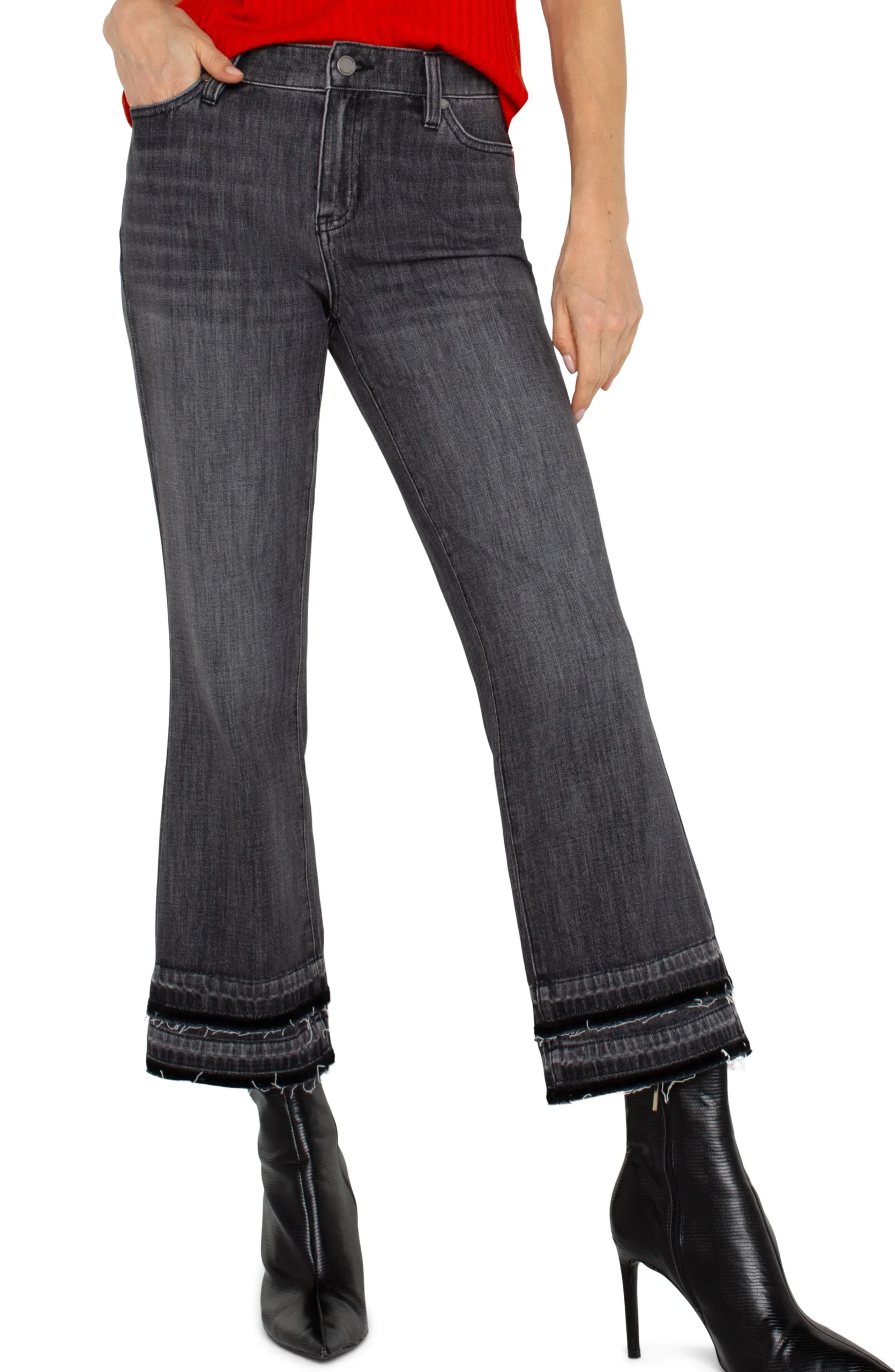 Liverpool Los Angeles Jeans|Crops-HANNAH CROP FLARE WITH LET DOWN HEM Hindsdale