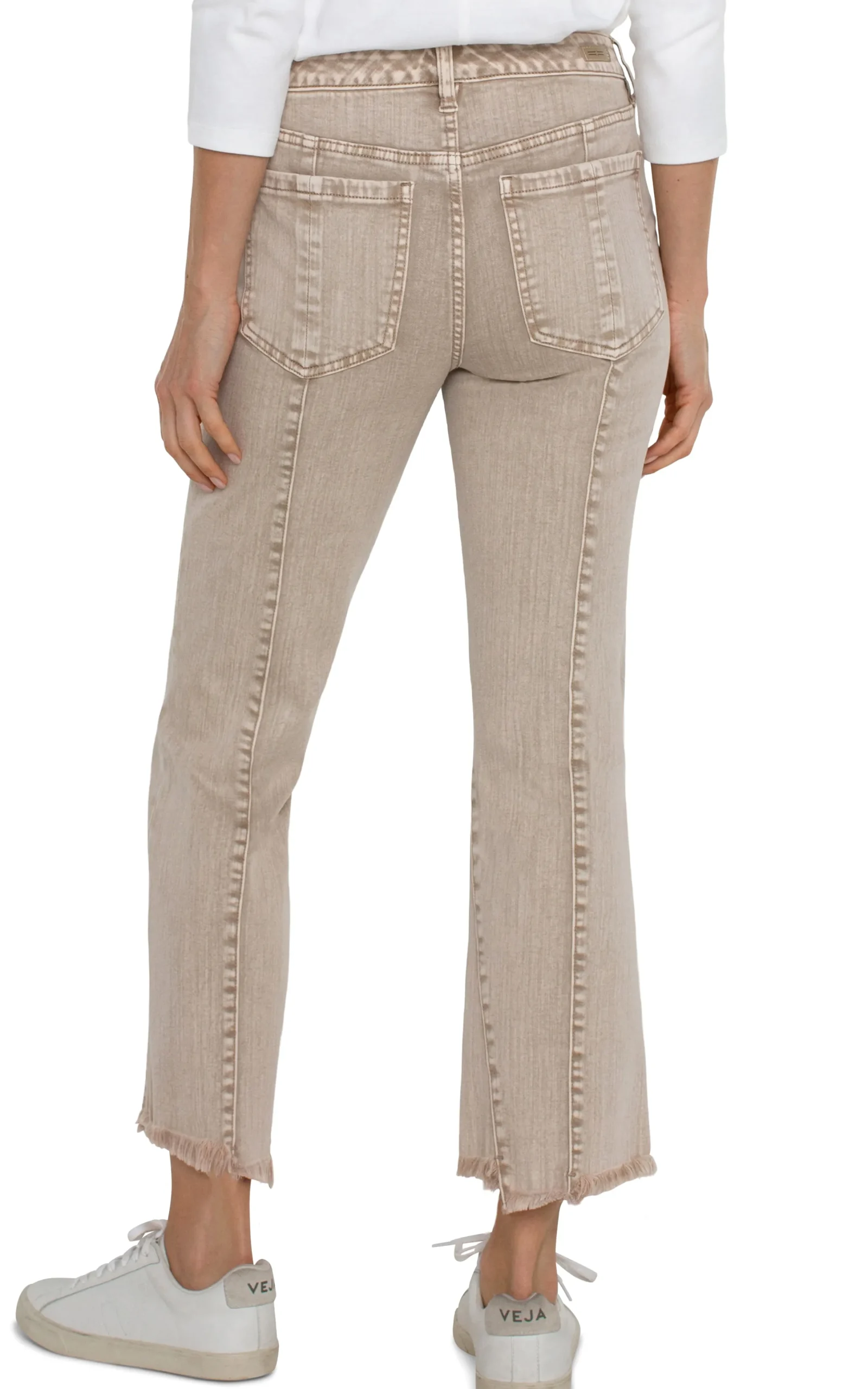 Liverpool Los Angeles Jeans|Crops-HANNAH CROP FLARE WITH UNEVEN FRAY HEM - ECO Biscuittanmineraldye